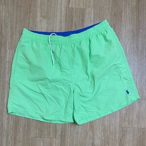 Ralph Lauren Neon Lime Swim Trunks with Blue Liner